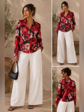 Victoria’s Secret Vintage Satin Floral Blouse –Soft Coquette Aesthetic (S)